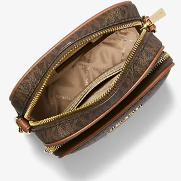 Michael Kors Jet Set Travel $398 Medium Signature Logo Crossbody Brown NWT - Picture 4 of 15